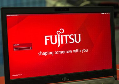 Fujitsu standında Cee 2017 Kiev, Ukrayna