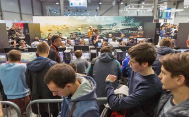 Wargaming booth sırasında Cee 2017 Kiev, Ukrayna