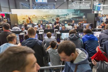 Wargaming booth sırasında Cee 2017 Kiev, Ukrayna