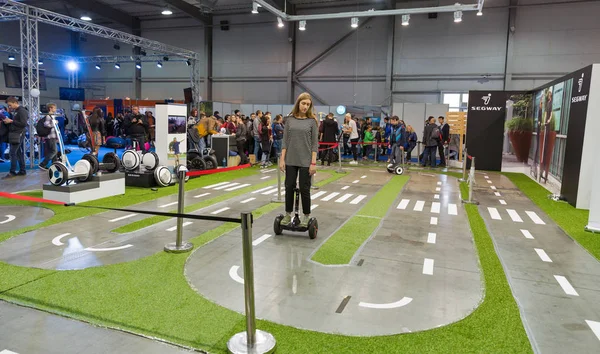 Segway lectric transport booth at CEE 2017 in Kiev, Ukraine. — Stock Photo, Image