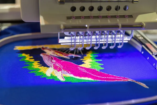 Professional machine for applying embroidery closeup — Stock Photo, Image