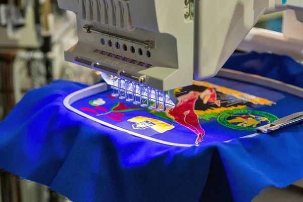 Professional machine for applying embroidery closeup — Stock Photo, Image