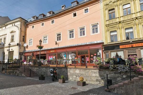 Andrey Kmet street w Banská Štiavnica, Slovakia. — Zdjęcie stockowe