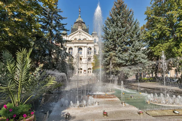 Singing Fountain and State Theater in Kosice Old Town, Slovakia. — Stock Photo, Image