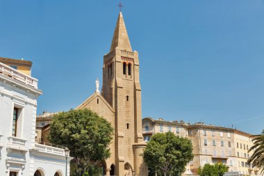 Bastia 'daki Katolik Kilisesi. Korsika Adası, Fransa.