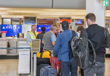 Delta Air Lines desk in Tegel Airport. Berlin, Germany.