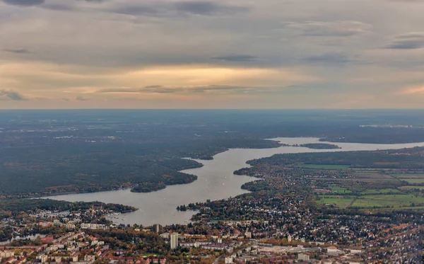 Aerial view over Havel river and Wilhelmstadt, Germany — 스톡 사진