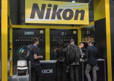 Ukrayna, Kyiv 'de Cee 2019' daki Nikon standı..