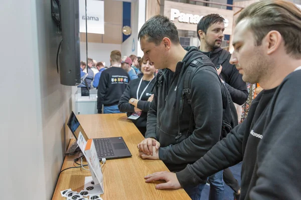 Microsoft booth at CEE 2019 in Kyiv, Ukraine. — Stock Photo, Image