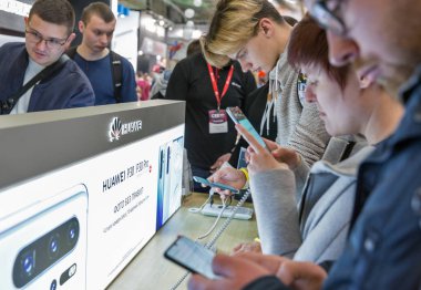 Huawei booth at CEE 2019 in Kyiv, Ukraine.