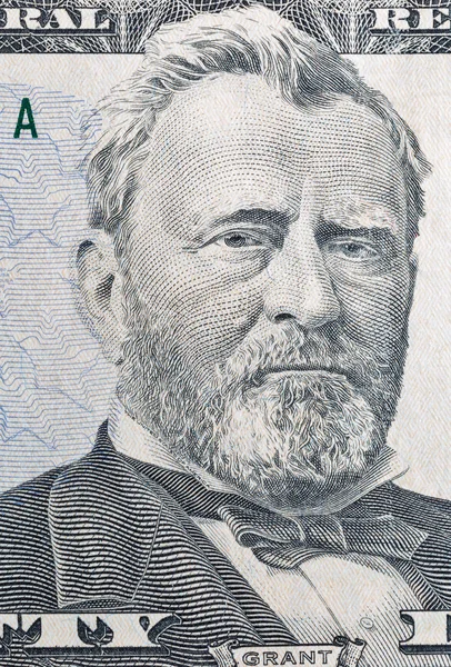 US President Grant portrait on fifty dollars bill macro — Stock Photo, Image