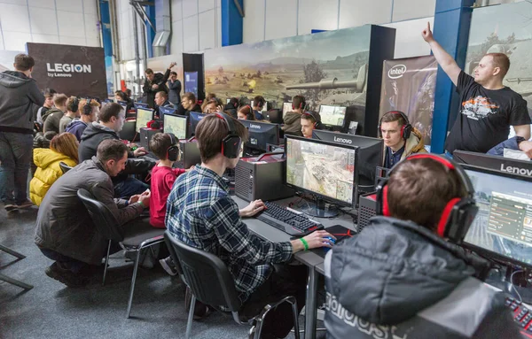 Kyiv Ukraine April 2019 Gamers Participate World Tanks Tournament Game — 스톡 사진