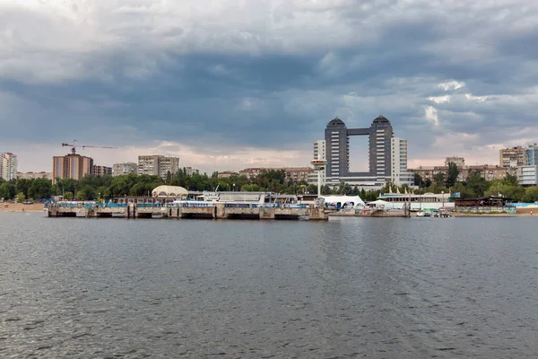 Zaporizhia Ukraine June 2018 Cityscape Dnieper River Sunset City South — Stock Photo, Image