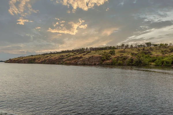 Dnjepr Fluss Und Khortyzsia Insel Sommerlandschaft Ukraine Khortyzja Ist Die — Stockfoto