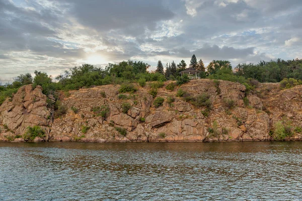 Dnjepr Und Khortyzsia Insel Sommerlandschaft Mit Kolonnade Ukraine Khortyzja Ist — Stockfoto