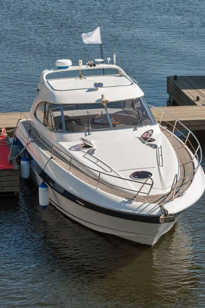 Luxus Boot Einem Sonnigen Tag Vor Anker Blick Von Oben — Stockfoto