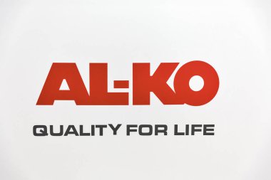 KYIV, UKRAINE - 19 Mayıs 2016: Aqua Therm enerji verimli ısıtma, havalandırma, klima, su, yenilenebilir enerji, tesisat, yüzme havuzları sergisi standının AL-KO logosu.