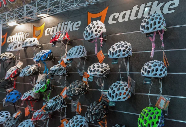 Kiev Ukraine February 2016 Catlike Bicycle Helmets Spanish Manufacturer Booth — Stock Photo, Image