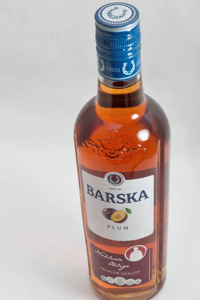 Kyiv Ucraina Maggio 2020 Bottiglia Liquore Alla Prugna Lituana Barska — Foto Stock
