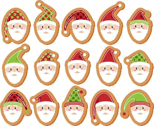 Conjunto de vetores de biscoitos de gengibre de Papai Noel —  Vetores de Stock