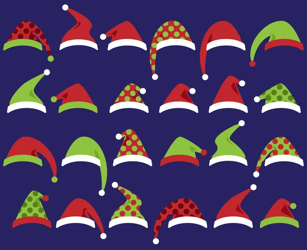 Vector Set of Cute Santa Claus or Christmas Hats — Stock Vector