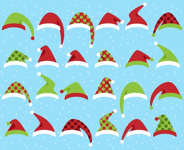 Vector conjunto de Santa Claus lindo o sombreros de Navidad — Vector de stock