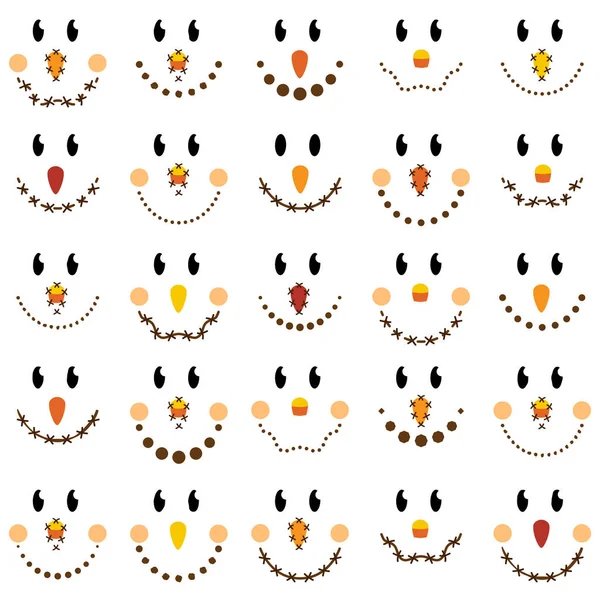 Collection vectorielle de visages d'épouvantail mignons — Image vectorielle