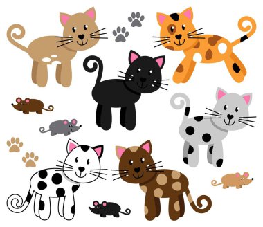 Şirin ve oynak Cats ya da yavru kedi vektör toplama