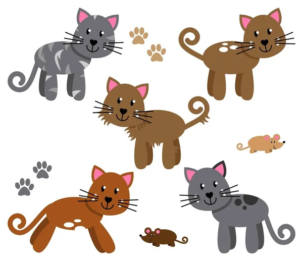 Collezione vettoriale di gatti o gattini carini e giocherelloni — Vettoriale Stock