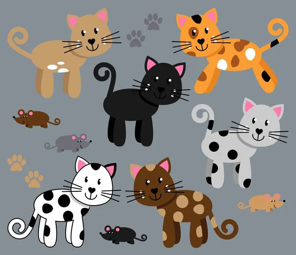 Vector collectie van leuke en speelse katten of Kittens — Stockvector