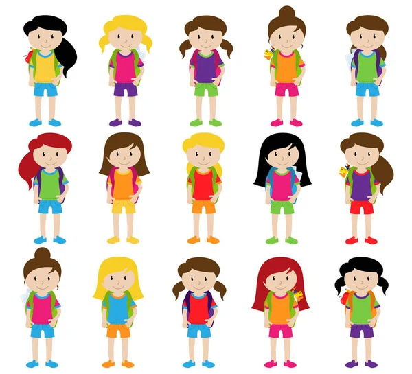 Collection of Cute and Diverse Vector Format Female Students or Graduates — Stock Vector