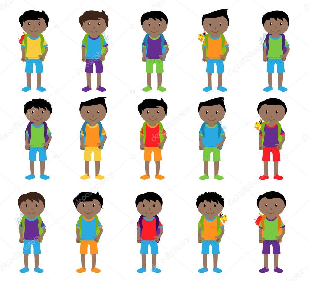 Collection of Cute and Ethnically Diverse Male Students and Children