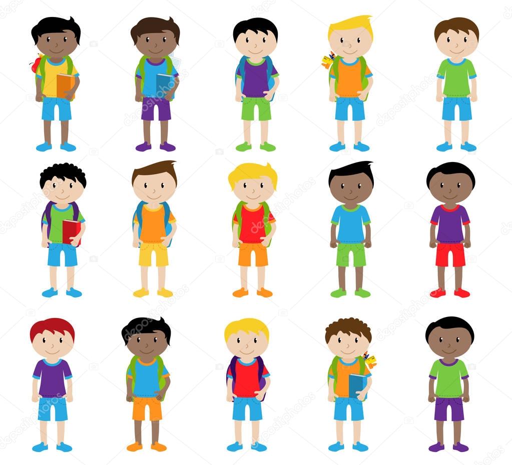 Collection of Cute and Ethnically Diverse Male Students and Children