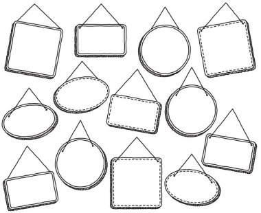 İşaretleri veya çerçeveler Vektör formatında asılı stil doodle