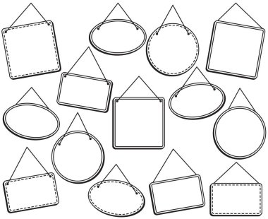 İşaretleri veya çerçeveler Vektör formatında asılı stil doodle