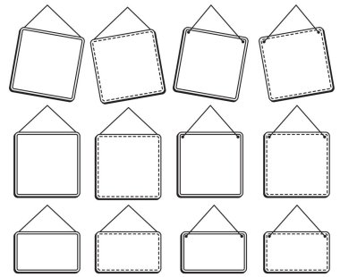 İşaretleri veya çerçeveler Vektör formatında asılı stil doodle