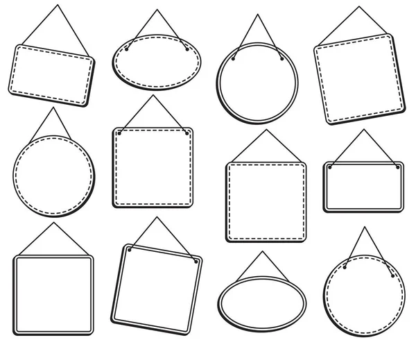 İşaretleri veya çerçeveler Vektör formatında asılı stil doodle — Stok Vektör