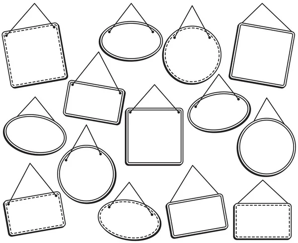 Doodle-Stil hängende Schilder oder Rahmen im Vektorformat — Stockvektor