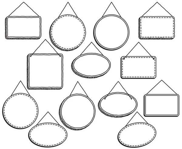 Doodle-Stil hängende Schilder oder Rahmen im Vektorformat — Stockvektor