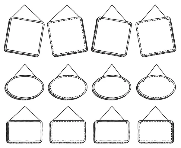 İşaretleri veya çerçeveler Vektör formatında asılı stil doodle — Stok Vektör