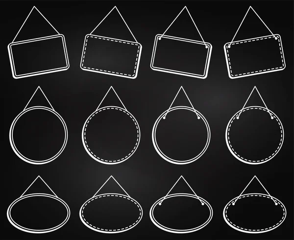 Schoolbord stijl opknoping Frames of opknoping tekenen in Vector-formaat — Stockvector