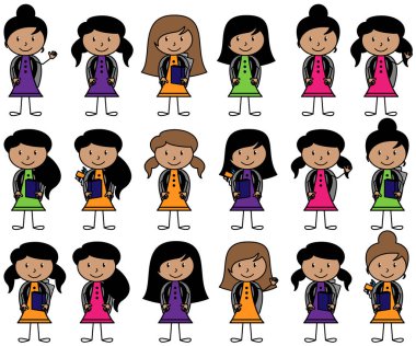 Collection of Hispanic or Latino Students in Vector Format vector
