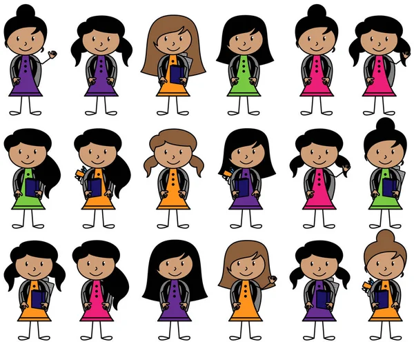 Collection of Hispanic or Latino Students in Vector Format — Stock Vector