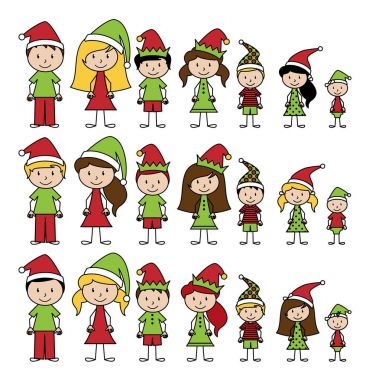 Vector Collection of Christmas or Holiday Style Stick Figures vector
