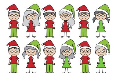 Vector Collection of Christmas or Holiday Style Stick Figures vector