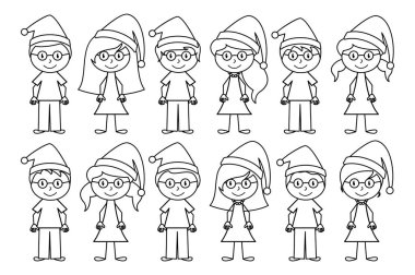 Vektör hat Sanat Noel ve tatil temalı sopa rakamlar veya sopa rakam aile topluluğu