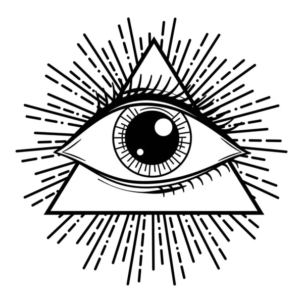 Vector Illustration All Seeing Occult Masonic Eye — 스톡 벡터