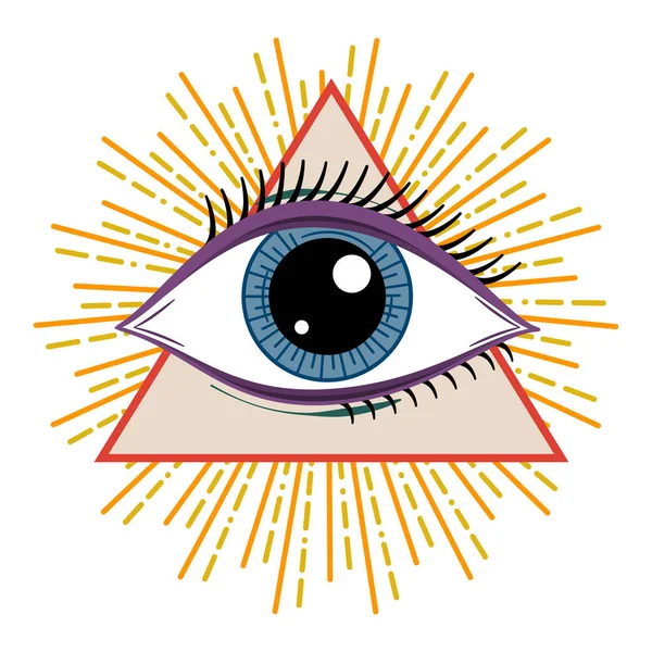 Vector Illustration All Seeing Occult Masonic Eye — 스톡 벡터