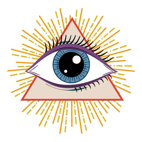 Векторная Иллюстрация Всевидящего Оккультного Масонского Глаза Стоковая Иллюстрация