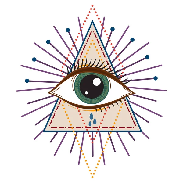 Векторная Иллюстрация Всевидящего Оккультного Масонского Глаза — стоковый вектор